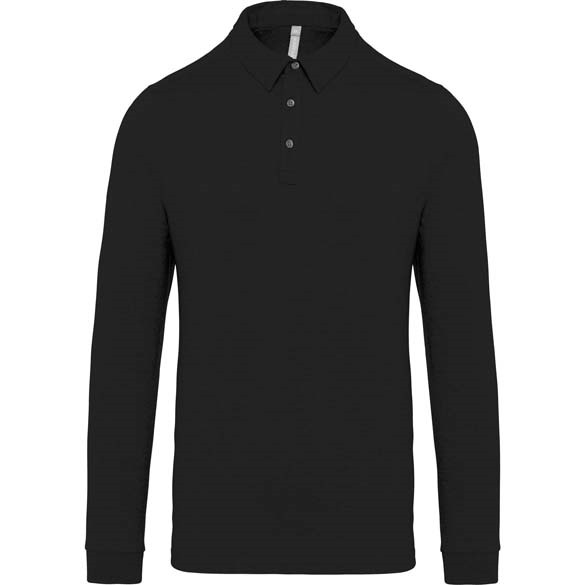 Jersey knit long sleeve polo shirt