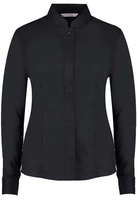 Women&#39;s mandarin collar shirt long-sleeved (tailored fit)