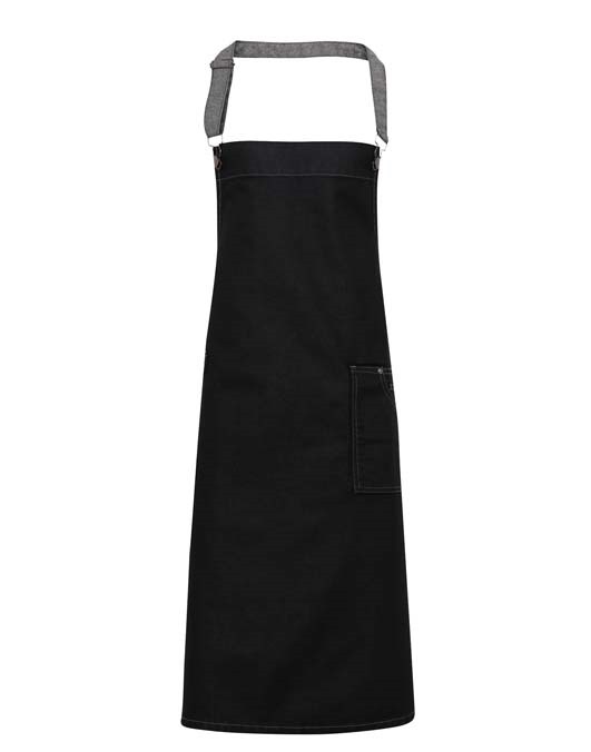 District waxed-look denim bib apron