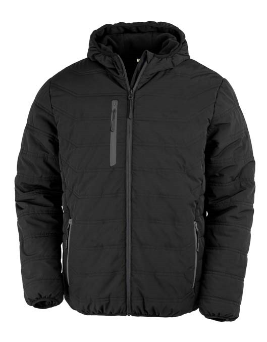 Recycled black compass padded winter jacket