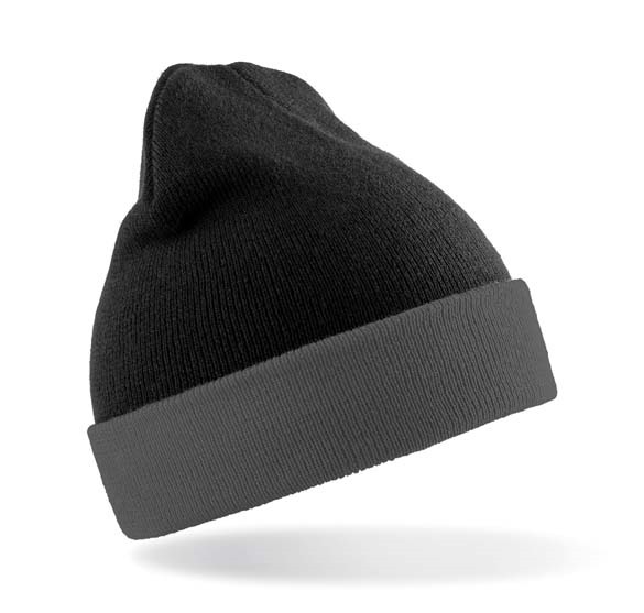 Recycled black compass beanie